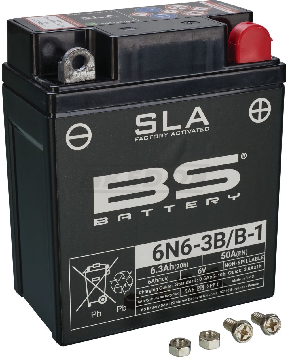 SLA-Batterie 6V / 6.0Ah, wartungsfrei befüllt, auslaufsicher durch SLA-  Technologie (ohne Vlies, ohne Gel) Typ 6N6-3B-1 OEM-Vergleichs-Nr.