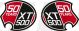 Side Cover Sticker '50 Years XT500', shape suitable for all side covers from 1980 onwards (lock LH, cutaway RH), 1 pair