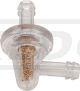 Mini filtre à essence (tamis en métal fritté), coudé à 90°, raccord pour durites de 6mm