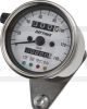 Daytona 'Mechanica II' Speedometer, 140km/h display, 60mm diameter, stainless steel housing, white dial, 4 pilot lights, LED illumination, 6-12V