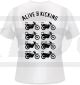T-Shirt, Motiv: 'XT500 Modellübersicht', Farbe: weiß, Aufdruck: hinten schwarz, vorn rot/schwarz, Größe: L, 160g Bio-Baumwolle, 100% Baumwolle