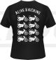 T-Shirt, Motiv: 'XT500 Modellübersicht', Farbe: schwarz, Aufdruck: hinten weiß, vorn rot/weiß, Größe: M, 160g Bio-Baumwolle, 100% Baumwolle