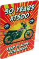 50 Years XT500 Sign, 2mm aluminium plate with white coating, 4-colour digital print, dimensions 16x22cm, with central hole for hanging
