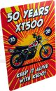 Schild '50 Years XT500', 2mm Aluminium-Tafel, 4-farb Digitaldruck, Abm. 22x32cm, ohne Bohrung