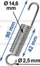 Universal Spring, zinc plated, length 90mm, wire diameter 2.5mm, outer diameter 14.6mm, winding length 42mm