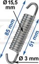 Universal-Feder verzinkt, Abm. ca. 85mm Länge, 3mm Drahtstärke, 15.5mm Außendurchmesser, 51mm Wicklungslänge