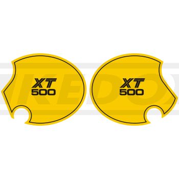 Side Cover Decal Set Competition Yellow 'XT500', 1 Pair Right & Left, Lettering similar to 1980 TT500 US model