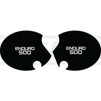Seitendeckelaufkleber-Set 'Enduro 500' rechts+links, schwarz (Schrift weiß)