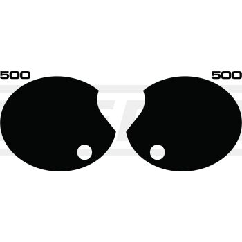 Seitendeckelaufkleber-Set '500', 4tlg. rechts+links (schwarz), Schrift schwarz