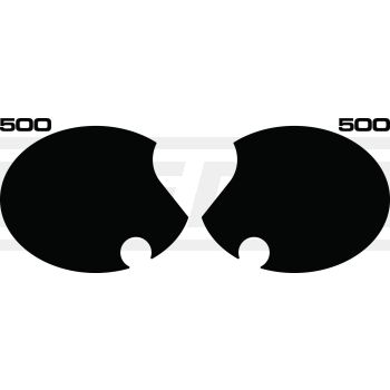 Seitendeckelaufkleber-Set '500', 4tlg. rechts+links (schwarz), Schrift schwarz