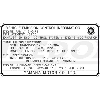 Autocollant 'Vehicle Emission Control Information' type 2H0 78 pour cache latéral gauche, intérieur