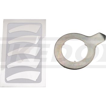 Wear Indicator for Brake Shoes, incl. 5 pieces of stickers SILVER, based on late XT brake anchor plate, alignment when installing new brake shoes
