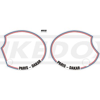 Side Cover Sticker 'Paris-Dakar', stripes blue/white/red, 1 pair,