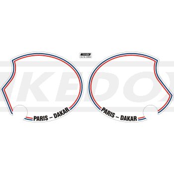 Side Cover Sticker 'Paris-Dakar', stripes blue/white/red, 1 pair,