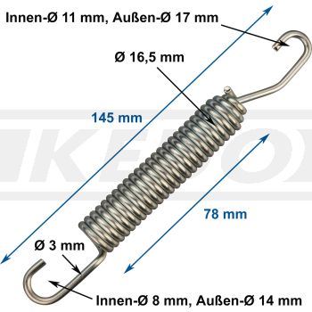 Side Stand Spring XT500, Non-German models, size see drawing