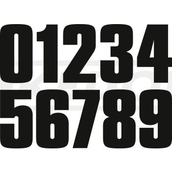 Start Number Set 80s-Style, black matt, 130mm high, 1 piece each (0 to 9)