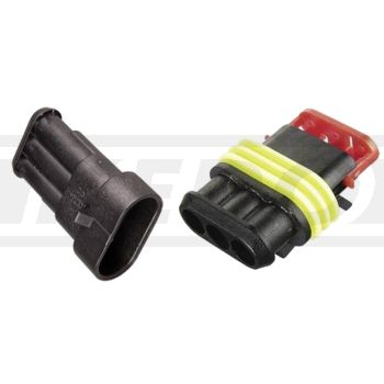 AMP Superseal 1,5 Series, 3-way connector housing-set, waterproof (IEC 529 / DIN 40050 IP67), without connectors