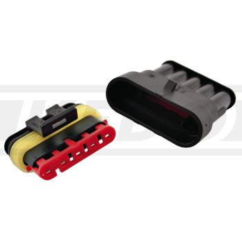 AMP SUPERSEAL 1,5 SERIE, 5er Stecker/Buchsen-Set wasserdicht (IEC 529 sowie der DIN 40050 IP 67) (OHNE Kontakte/Stopfen)