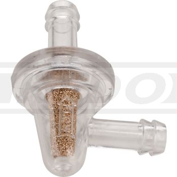 Mini Fuel Filter with 90° angled outlet (Sinter Filter Element), fits 6mm Fuel Line - Replacement see item 40934