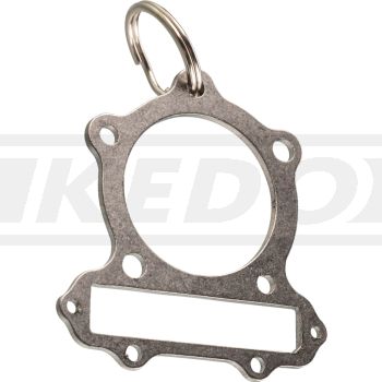 Key Fob 'Head Gasket 500cc', incl. key ring, made of slide-ground sturdy 1.5mm stainless steel, dim. approx. 43x39mm