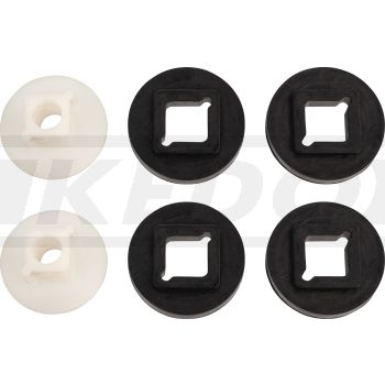 Headlight Mounting Set, 4x rubber, 2x sleeve, for mounting the headlight on the headlight brackets (suitable for original metal and plastic headlights)