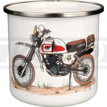 Tasse Nostalgie XT500 Paris-Dakar, env. 300ml, émail avec bordure métallique (lavage main conseillé), en coffret cadeau