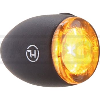 LED Indicator 'Proton-II', smoked glass, aluminium housing, black, 12mm wide, diameter 11mm, depth 16mm, e-approved, 1 pair, M6,very bright/SMD  technology