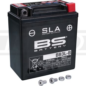SLA-Batterie 12V / 3.2Ah, wartungsfrei befüllt, auslaufsicher durch SLA-Technologie (ohne Vlies, ohne Gel) Typ BB3L-B / YB3L-A / YB3L-B