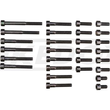 Replica M6 Allen Screw Set for Crankcase, Black Zinc Coated, Contains All Screws For Crankcase, Oilsump, Oillabyrinth, Cable Guide, Oilline