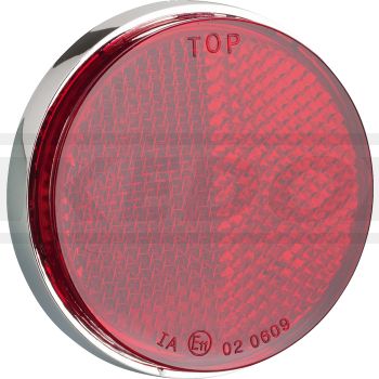 Reflektor rund/rot, verchromtes Gehäuse, Durchmesser 55/59mm, 1 Stück, mit M5-Gewinde, e-geprüft