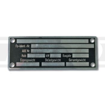 Type Label, Rivet Version, 1 Piece, approx. 30x80mm