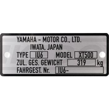 Replica Rivet Type Plate, similar to original, aluminium 0.6mm, for 1U6 chassis numbers, type 1 with dim. 68.5x27mm