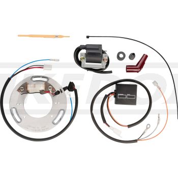 PME Racing-Zündung, Umbau auf CDI- Zündung mit zwei Zündstromspulen, OHNE Lichtstromspule, inkl. Statorplatte mit Zündstromspulen, Zündspule, CDI
