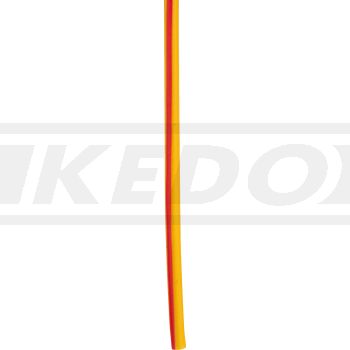 KABEL, 1 Meter 0.75qmm gelb-rot (gelbes Kabel mit rotem Strich)