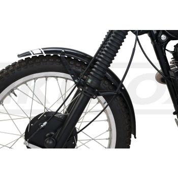Trial Front Fender, black, not drilled, free positionable, incl. black aluminium brackets & clamps, 2x decals
