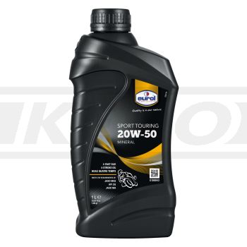 Huile minérale moto 4T Eurol, 20W50, 1 litre, spécification API SG, JASO MA2