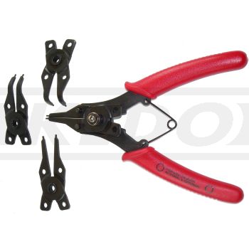 Circlip Pliers with 4 Jaws (180°/1.2mm, 180°/1.5mm, 90°/1.5mm, 45°/1.2mm)