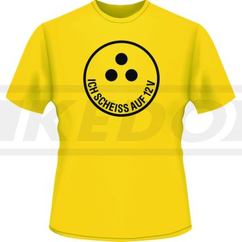 T-Shirt 'Ich sch*** auf 12V', Größe XL, Farbe: gelb, Aufdruck: schwarz, 100% Baumwolle (ca. 160g/m2)