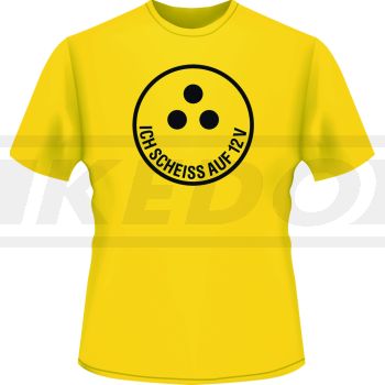 T-shirt 'Ich sch*** auf 12V', taille XL, jaune et noir, 100% coton (160gr/m²)