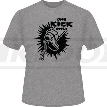 T-Shirt 'One Kick Only', Größe L, Farbe: sports grey, Aufdruck: schwarz, 100% Baumwolle (180g/m²)