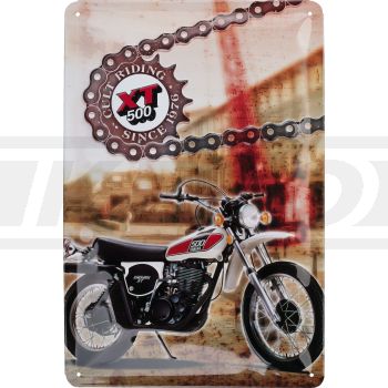 Retro Sheet Metal Sign '40 Jahre XT500', size 20x30cm, embossed, 4 mounting holes, 4-fold stamped subject