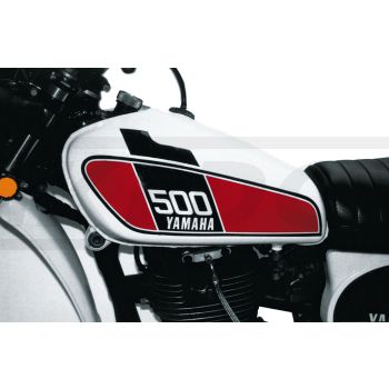Fuel Tank Decal XT500'76, Red/Black, overcoatable, incl. Service-Sticker, complete Set LH/RH