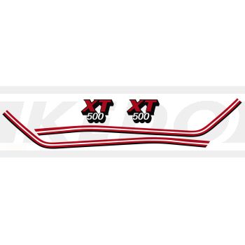 Autocollants de réservoir XT500'81-'85, complet, rouge/noir/blanc, vernissable