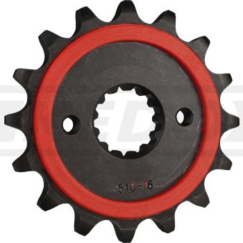 16T Sprocket, two-sided rubberised for noise reduction