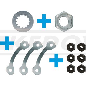 Ritzel- und Kettenblattbefestigung-Set, 11 teiliges Sicherungsblech/Muttern Set