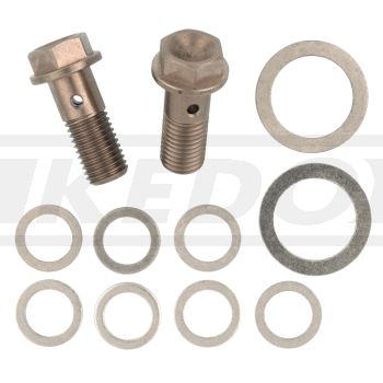 Kit révision pour durite de lubrification double (2 vis creuses inox, 9 rondelles joints alu)