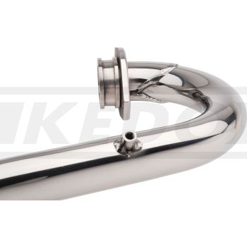 Replica Header Pipe Stainless Steel, brushed, with flange and heat shield mounting spots (diameter and radius similar to OEM)