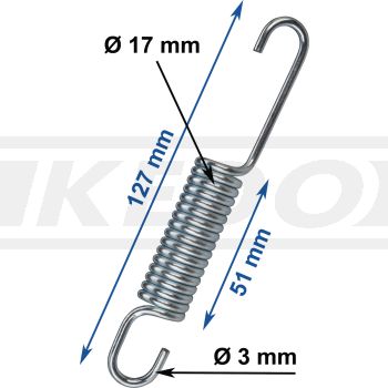 Universal Spring, zinc plated, length 127mm, wire diameter 3mm, outer diameter 17mm, winding length 51mm
