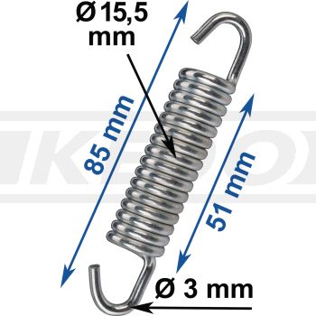 Universal-Feder verzinkt, Abm. ca. 85mm Länge, 3mm Drahtstärke, 15.5mm Außendurchmesser, 51mm Wicklungslänge