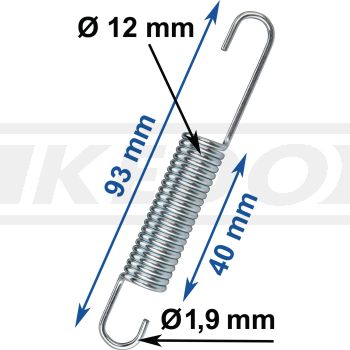 Universal Spring, zinc plated, length 93mm, wire diameter 1.9mm, outer diameter 12mm, winding length 40mm